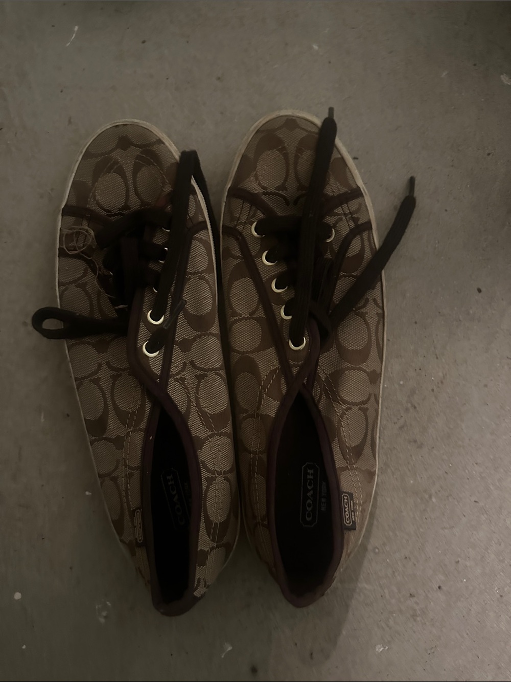 Coach Brown Signature Canvas Lace-Up Sneakers